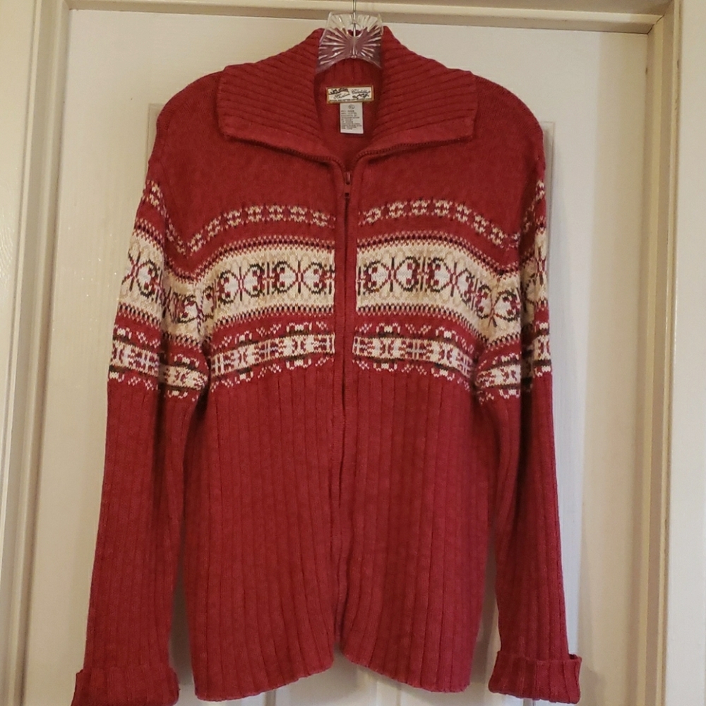 Burnt orange zip front cardigan sweater